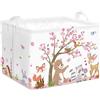 HUUMONSS Grande Cesta Porta Biancheria Animale Della Foresta Pieghevole Cestini Portaoggetti Giocattoli/Vestiti per Genitore Cesta Indumenti Sporchi per Bagno, Rosa, 36L