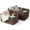 MerwDeeyt 2 cestini rettangolari in tessuto, pieghevoli, all'uncinetto, in corda di cotone, organizer per cucina, bagno, decorazione per la casa, 2 misure