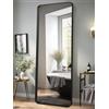 LunaMirror Specchio da terra parete lungo 52x161 CM grande intero specchio da parete con cornice in Nero Alluminio da appendere o inclinare per soggiorno, camera da letto, ingresso, corridoio