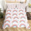 Homemissing Incantevole Set di Biancheria da Letto Arcobaleno per Bambini, Ragazzi Carino Copripiumino Arcobaleno Kawaii, Set di Copripiumino Nuvolette, Decorazione per Camera da Letto