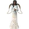Pavilion Gift company Friendship Fills Our Heart With Happiness - Statuetta di angelo in resina a forma di coniglietto afroamericano, da collezione, 19 cm, colore: bianco