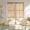 Sutuo Home Tende bohémien mantovane a livello 91,4 cm, per bar, cucina, ingresso, armadio, in lino corto, con nappe chic per finestre, ricamo bohémien, tasca per asta, 1 pannello, 132 x 91,4 cm