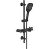 Görbach Asta Doccia Nera Regolabile Portasapone 70 cm in inox 304 Gruppo Doccia con Doccetta a 3 Getti e Porte-Savon,Senza Miscelatore,Supporto Doccia Saliscendi(HB1210MB).