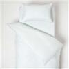 HOMESCAPES Biancheria da letto per bambini, blu con strisce di raso, 100% cotone, trama 330