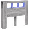 vidaXL Testata LED grigio Sonoma 120x18,5x103,5 cm Materiale a base di legno