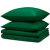 Blumtal Biancheria da letto Blumtal 2x 135x200cm + 2x federa 40x80cm - Lenzuola in microfibra 135x200cm - Set di 4 lenzuola verde scuro