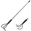 BARAYSTUS Coltivatore a mano, robusto coltivatore a mano lungo 145 cm, in acciaio al carbonio, lunghezza regolabile, attrezzi da giardino, coltivatore a 3 denti per il giardino, allentamento del