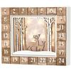 Brubaker Calendario dell'Avvento in Legno a Forma di Un Quadro Che Rapresenta Un Bosco con Caprioli in Bianco 35,5 x 6 x 27 cm con Luci LED