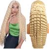 Weeybay Parrucca da donna in capelli veri, Deep Wave, 4x4 Lace Closure, #613 Bionda, densità 150%, capelli Remy non trattati, senza colla, 45,7 cm