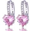 Gulicx, orecchini a cerchio con fascia, in argento Sterling 925, con pietre in zirconia cubica a forma di cuore e argento, colore: Pink, cod. SE03C