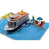 REMOtech Biglietto di auguri pop-up con nave da crociera 3D - biglietto vacanza con busta - biglietto pieghevole fatto a mano con motivo nave, 30 x 20 x 8 cm - carta regalo marittima per viaggi, compleanno