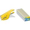 Leitz Set - Leitz WOW, Cucitrice a pinza in metallo capacità fino a 15 fogli, Caricamento posteriore, Giallo, 55472016 + Rapid, Punti Metallici standard Universali 21/4, Confezione da 10000 pezzi, 24867600