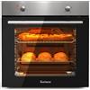 Karinear Forno Elettrico da Incasso 65L, 60 cm Forni a Conventional a 4 Funzioni, 2 Manopole di Controllo, 50-250°C, Inox Antimpronte, Spina, con Piastra, Griglia, 2200W, Inox e Nero