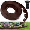 Ediesi, Bordura per giardino 10 m flessibile, bordo aiuole plastica resistente 5 mm, bordatura giardino per prato vialetti, installazione facile con 30 picchetti (Marrone, 10 metri)