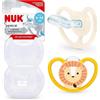 NUK Space ciuccio | 6-18 mesi | Succhietti con ventilazione extra per pelli sensibili | Silicone senza BPA | Leone | 2 pezzi