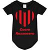 La Ruotante Body per neonato adatto a tifosi di calcio con cuore rossonero (Nero, 12 mesi)