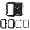 AOTUAO 4 Pezzi Cover Compatibile con Apple Watch SE 3 2 1 6 5 4 44mm con Vetro Temperato, iWatch Case Protettore Schermo e Protettiva Custodia per Apple Watch SE 3 2 1 6 5 4 44mm 2 Nero+2 Trasparente