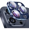 ZoRoll Pellicola Fotocamera Compatibile con iPhone 15 Pro/15 Pro Max, Bordo in Metallo Anti Graffio Vetro Temperato Protezione Lente Pellicola Compatibile con iPhone 15 Pro/15 Pro Max - Blu Scuro