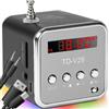Retoo Radio a cubo FM da 3 W con volume di 45 dB e Micro SD TF, altoparlante digitale con radio FM integrata, mini stazione MP3 con USB, cubo radio portatile, mini stereo, cubo musicale, nero-grigio