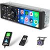 Inefala Radio 1 Din Carplay con Android Auto FM/RDS Radio Mirror Link, 4 Touchscreen Autoradio 1 DIN Bluetooth con SWC EQ Telecamera Posteriore Microfono Supporto USB/AUX/Scheda TF