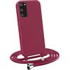 MyGadget Cover per Samsung Galaxy S20 - Custodia con Corda - Case con Cordino Opaca Antiurto | Bumper con Laccio | Tracolla - Practical Stylish - Bordeaux