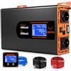 SolaYnc Inverter 4000W/8000W 24V 220/230V Onda Sinusoidale Pura,2 EU Presa,Porta Type-C da 30 W e porta USB, telecomando LCD schermo LCD,Adatto per Elettrodomestici, Camper Campeggio