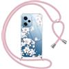 Yoedge Cover con Cordino per Xiaomi Redmi Note 12 Pro 5G 6,67, Trasparente Disegni Fiori Custodia con Collana Tracolla Laccio Collo, Sottile TPU Silicone + PC Antiurto Case per Redmi Note 12 Pro,05