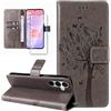 Dcjlbo Cover per Samsung Galaxy A37 5G Custodia Antiurto-Grigio | Portafoglio con Pellicola Vetro Temperato Porta Carte Disegni Supporto,Leggera a Libro Pelle Flip,Antiscivolo Libretto Case