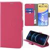 N NEWTOP Cover Compatibile con Samsung Galaxy A15 4G e 5G, HQ Lateral Custodia Libro Flip Chiusura Magnetica Portafoglio Simil Pelle Stand Protezione Completa Case TPU Anti Urto Guscio Base (Fucsia)