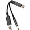 Kefiany Adattatore USB C a Auxiliare Audio (2in1) Jack Cuffie 3.5mm Cavo Caricabatterie Tipo C per iPhone 16 15 compatibile per Samsung Cuffie per iPad Microfono Connettore per Apple Android Auto AUX