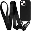 MyGadget Cover per iPhone 14 - Custodia con Corda TPU Opaca - Case con Cordino Rigida & Resistente con Laccio | Tracolla - Nero