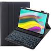 leleyo Custodia per tastiera per Samsung Galaxy Tab S5e 10,5, con tastiera, 7 colori, illuminazione magnetica, rimovibile, layout tedesco QWERTZ per Galaxy Tab S5e, nero