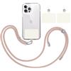 TBOC Cordino Catenella Laccio Strap Porta Cover [Pesca] + 2 Toppe di Fissaggio aggiuntive [Bianco Ice] Telefono Cellulare Collo - Tracolla Catenina cordini Cellulari Telefoni Universale Laccetti