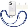 TBOC Cordino Catenella Laccio Strap Porta Cover [Blu Elettrico] + 2 Toppe Fissaggio aggiuntive [Bianco Ice] Telefono Cellulare Collo - Tracolla Catenina cordini Cellulari Telefoni Universale Laccetti