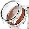 Kamita Custodia Protettiva Diamante Compatibile con Samsung Galaxy Watch 7 40mm, Duro PC Bumper Case con Pellicola Protettiva in 9H Vetro Temperato Brillantini Cover per Galaxy Watch7(Bianco-Argento)