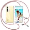 Sewutoyu Custodia Collana per Cellulare Compatibile per Realme 14x 5G/Realme C71 - Cover Silicone TPU Protettiva Trasparente - Custodia indossabile per Collo - Case a Tracolla con Cordina, Rosa