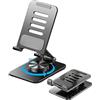 RooxiLoo Supporto regolabile per cellulare da tavolo, girevole a 360°, pieghevole, multi-angolo, regolabile, compatibile con tutti gli smartphone, iPhone 15 14 13 Pro, iPad, tablet da 4 a 11 pollici
