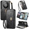Fertuo Cover per Honor Magic 8 Lite 5G, Fiori Custodia a Libro Portafoglio Antiurto in Pelle PU Flip Case Interna Silicone con Porta Carte, Supporto, Chiusura Magnetica e Cinturino, Nero