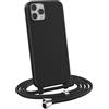 MyGadget Cover per iPhone 11 Pro Max - Custodia con Corda - Case con Cordino Opaca Antiurto con Laccio | Tracolla - Practical Stylish - Nero