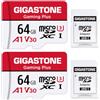 Gigastone Scheda di memoria da 64 GB, confezione da 2 schede, Gaming Plus Series, Velocità di lettura fino a 95 MB/s. Scheda Micro SDXC A1 U3 V30 per Nintendo Switch videocamera Full HD video con