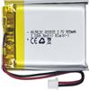 HXJNLDC Batteria ricaricabile al polimero di litio CC 3.7V 900mAh 803035, adatta per prodotti elettronici fai da te 3.7-5V con sostituzione della batteria a 2 fili incorporata e luci LED