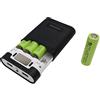 Happy GO Powerbank - Caricabatterie con 2 USB, 18650 x 4 ingressi, 5 V2 A, caricabatterie portatile fai da te 2 in 1 con quattro batterie al litio da 3,7 V