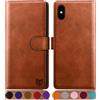 SUANPOT Cover per iPhone XS Max 6,5 pollici Blocco RFID Portafoglio Slot CarteSupporto Cellulare Magnetica custodia Pelle Sintetica Cover per apple XS Max Marrone Chiaro