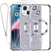 Kokio Magnetica per iPhone 14 Plus Cover Glitter,Con 2 * Vetro Temperato e 1* Cordini,Compatibile con MagSafe,Glitterata Custodia per Womem Girl,Con Protezione dell Obiettivo Fotocamera,Argento