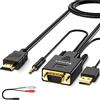 FOINNEX Cavo VGA a HDMI 4,5 m, adattatore VGA a HDMI con audio per PC, laptop, monitor, proiettore, HDTV