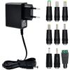TRYTHINK Alimentatore 5 V 1 A,Jack di connessione da 5,5 mm Ø esterno e 2,1 mm Ø interno，Universale AC 100-240V a DC 5V, con 9 Punte Intercambiabili, Compatibile con Fotocamere, Strisce LED, Scanner, Modem
