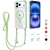 GoodcAcy Magnetica Cover per iPhone 17 Pro con Cordino,Custodia Trasparente Hard PC Sottile TPU Bumper Antiurto Protettiva Case con Corda Collana Tracolla Laccio, verde