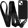 MyGadget Cover per iPhone 13 Mini - Custodia con Corda TPU Opaca - Case con Cordino Rigida & Resistente con Laccio | Tracolla - Nero