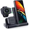 LK Stazione di ricarica induttiva per Samsung 3 in 1, compatibile con Galaxy Watch 8/7/6/5/5 Pro/4 caricabatterie per Samsung S25 Ultra S24 S23 S22 S21 Z Flip Z Fold 7 6 5 Galaxy Buds, senza