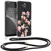 kwmobile Custodia Compatibile con Huawei Mate 20 Lite Cover - Back Case in Silicone TPU - Protezione Smartphone con Cordino - rosa/bianco/trasparente